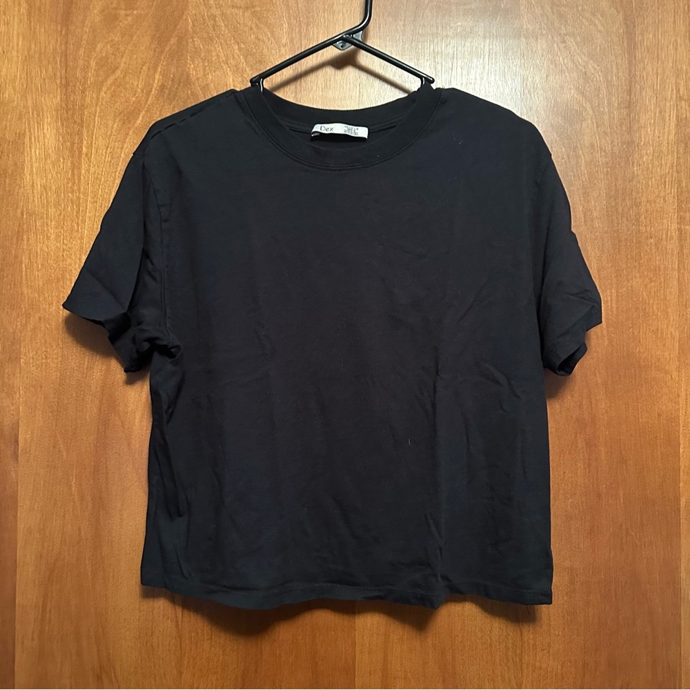 Dex‎ Short Sleeve Shirt Black Scoop Neck Large